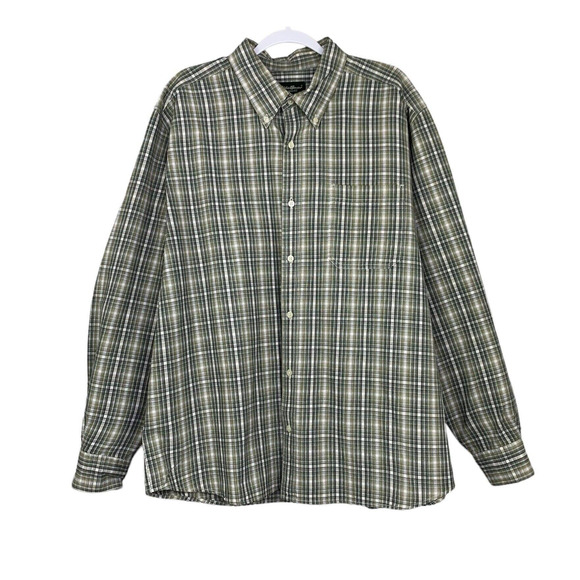 EDDIE BAUER Mens Relaxed Fit Shirt Size XL Green Plaid Long Sleeve Button Down - Picture 1 of 6